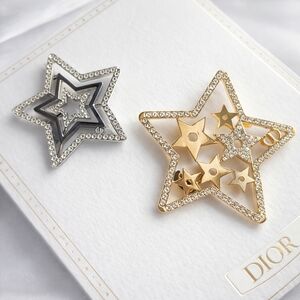 Dior Silver and Gold Star Hair Clips NEW